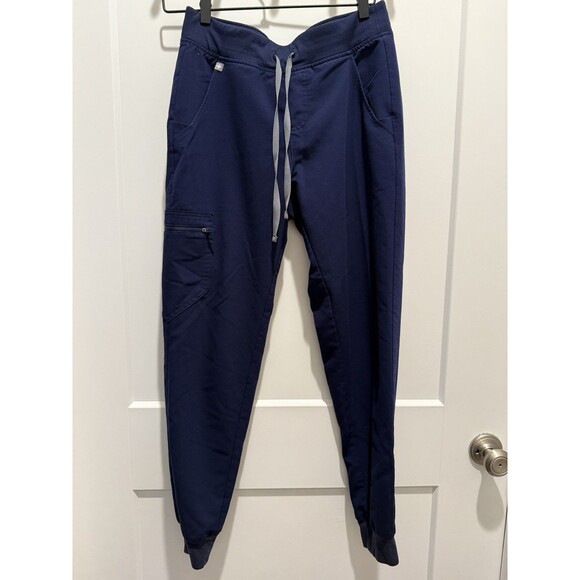 Women’s FIGS Navy Blue Scrub Pants Zip Pocket Size Small Jogger Nurse Medical - Picture 1 of 4